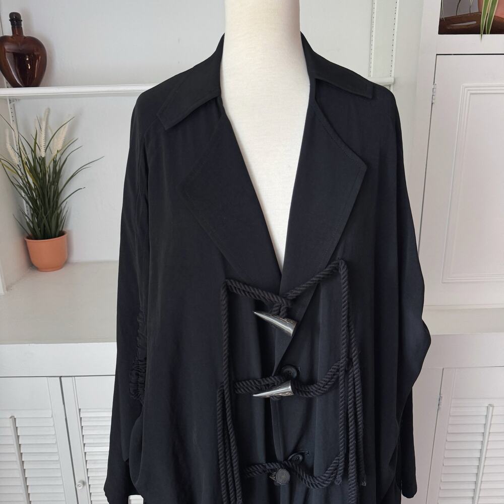 Vintage B Yohji Yamamoto Black Side Gather Rope Detail Toggle Button Jacket S/M